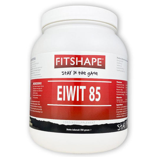 Container of Fitshape Eiwit 85 I vanille amino acids supplement in a 400g jar.