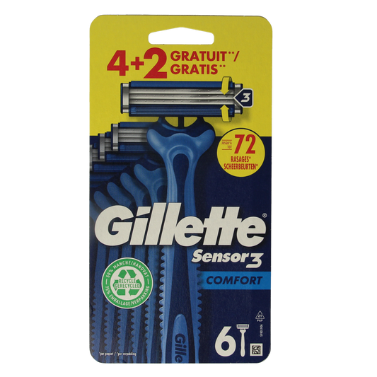 Gillette Sensor 3 comfort wegwerpmesjes 6.00 Stuks