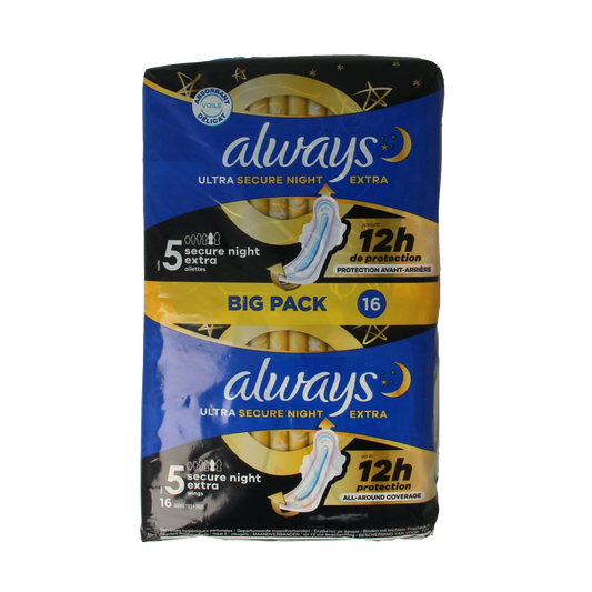 Always Maandverband ultra secure night 16.00 Stuks