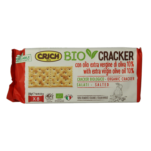 Crich Crackers with red sea salt and olive oil, 250g, crispy bread crackers made with organic ingredients