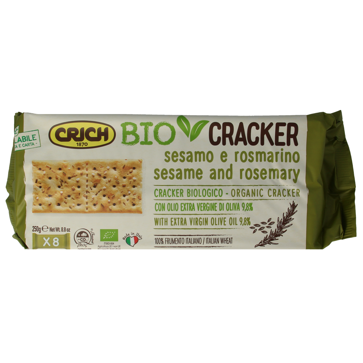 Crich Crackers sesam rozemarijn bio 250.00 Gram