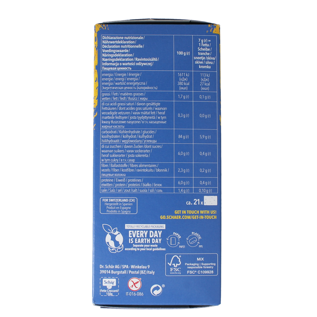 Schar Crispbread glutenvrij 150.00 Gram