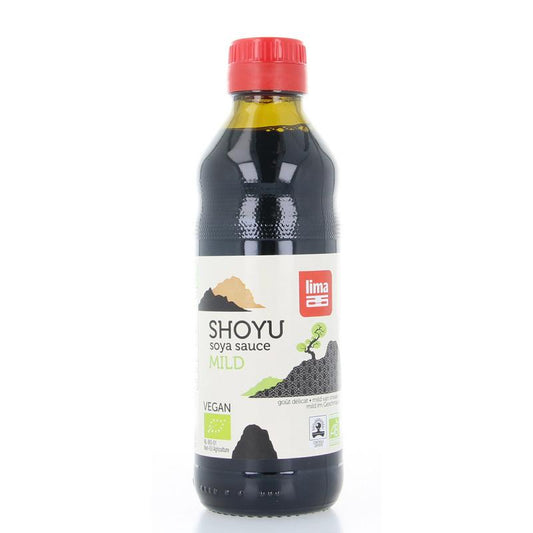 Lima Bio Shoyu sauce in a 250ml bottle, traditional soy sauce for cooking and flavoring dishes.