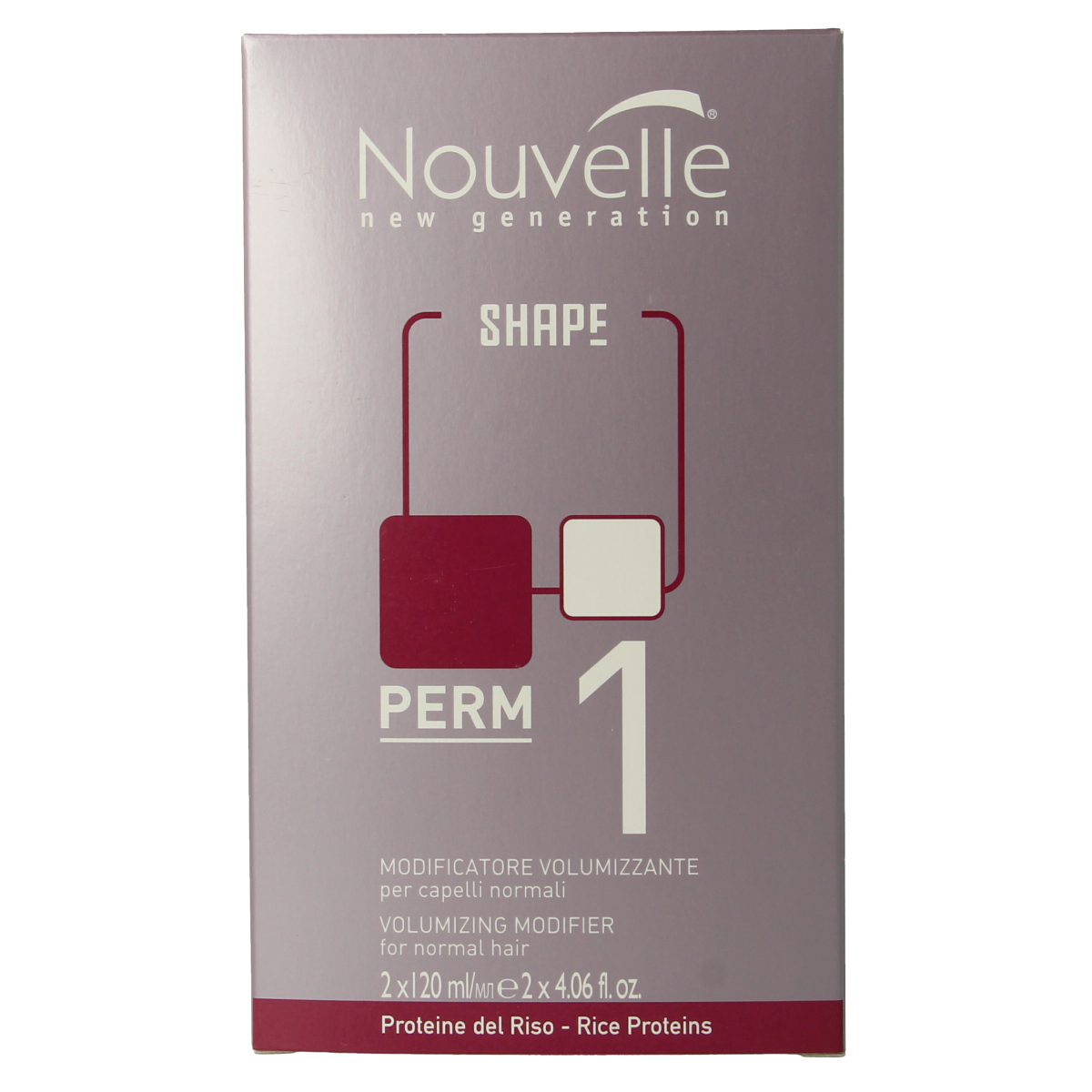 Nouvelle Permanent Kit No. 1 hair styling set with two 120ml bottles, designed for professional hair curling and styling.