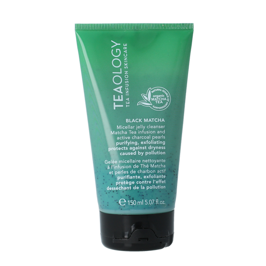 Teaology Black Matcha Micellar Jelly Cleanser in 150ml, for facial skincare, with a black matcha formula and cleansing texture.