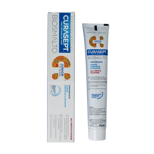 Curasept Biosmalto tandpasta junior caries erosie slijtage 75.00 Milliliter