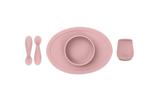 ezpz First Food Set in blush for babies and toddlers, includes 1 piece, perfect for feeding at home or on the go.