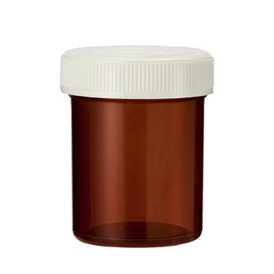 Spruyt Hillen 25ml brown tablet flask with cap, shown in a close-up image for packaging material.