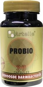 Artelle Probio 30 capsules containing beneficial micro-organisms for digestive health in a white bottle.