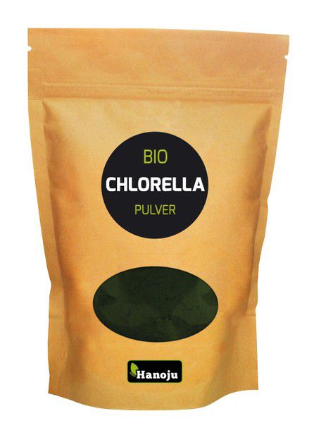 Hanoju organic chlorella powder in a 1kg package, a nutritional herbal supplement from the kruidenpreparaten category.