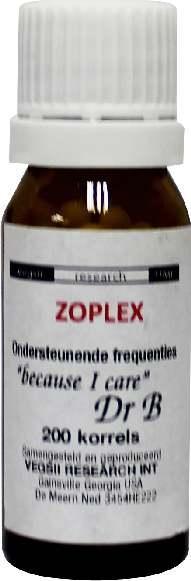 Close-up of DNH Zoplex 200.00 herbal supplement containers from the Kruidenpreparaten line, showing labels and packaging details.