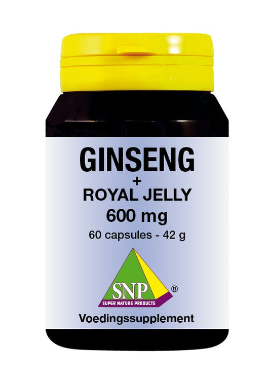 SNP Ginseng + Royal Jelly capsules, herbal supplement, 600 mg, 60 capsules, natural health product.
