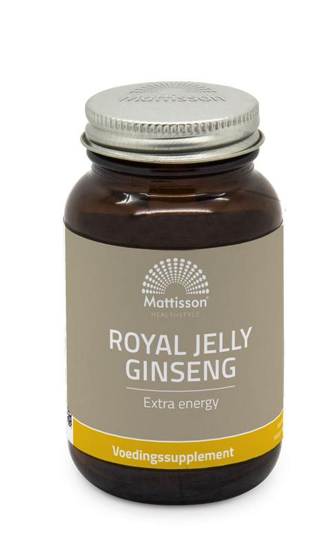 Mattisson Ginseng+ Royal Jelly herbal supplement capsules in a blister pack, natural health product from Mattisson.