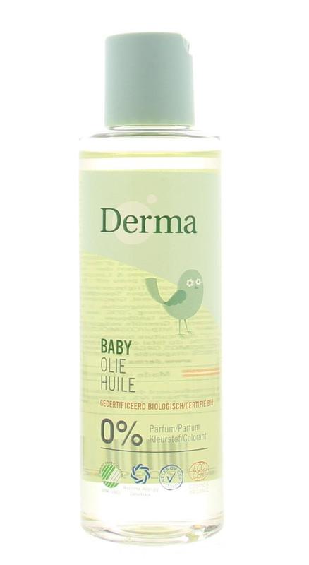 Derma Eco Baby olie in 150ml bottle, gentle baby and toddler skincare product with natural ingredients