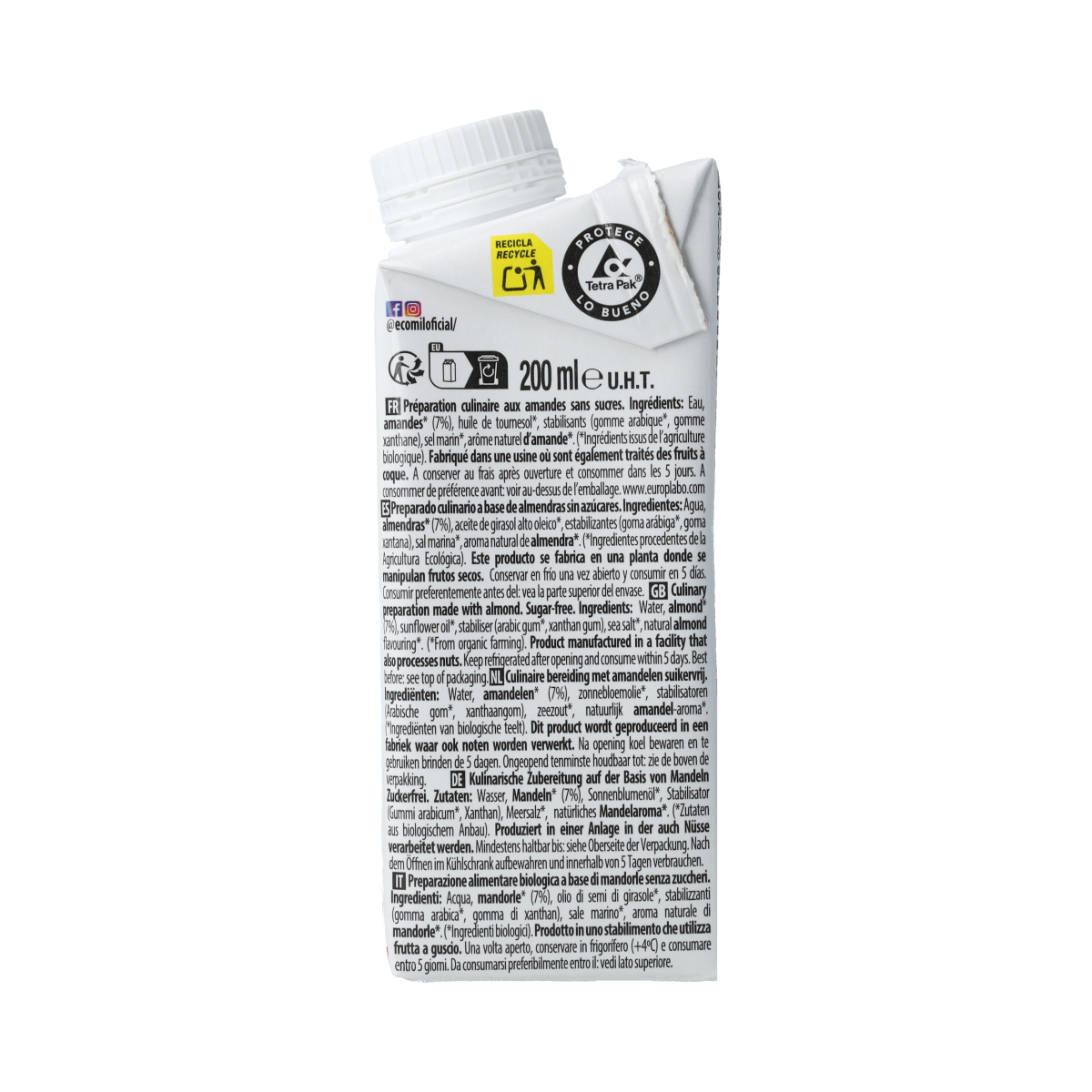 Ecomil Almondcuisine sugar free bio 200.00 Milliliter