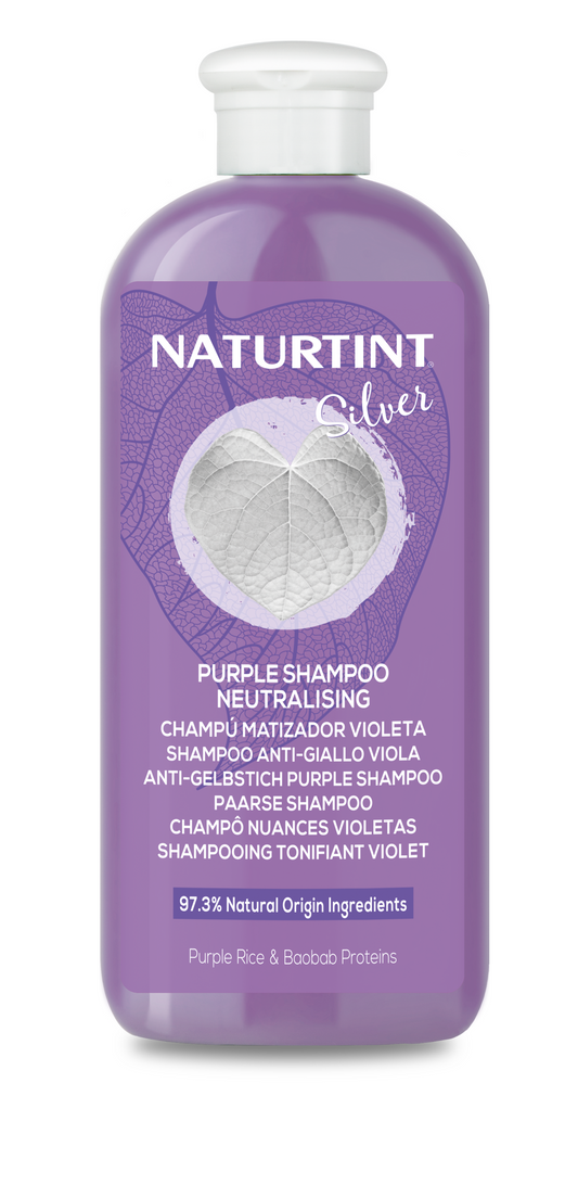 Naturtint Silver shampoo 330ml bottle, hair care product for maintaining cool tones in blonde or gray hair