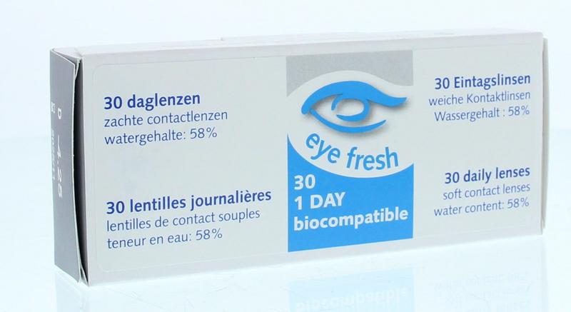 Eyefresh Daglenzen -4.25 contact lenses in a box, 30 pairs, optical product for vision correction, clear and detailed packaging.