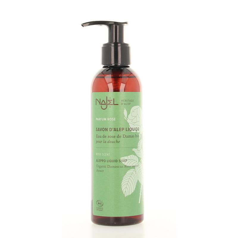 Najel Aleppo liquid Damascus soap in a 200ml pump bottle, featuring traditional Zeep with natural ingredients.