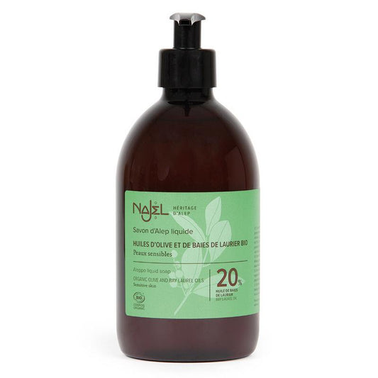 Najel Aleppo Zeep liquid laurier 20% pompfles 500 Milliliter