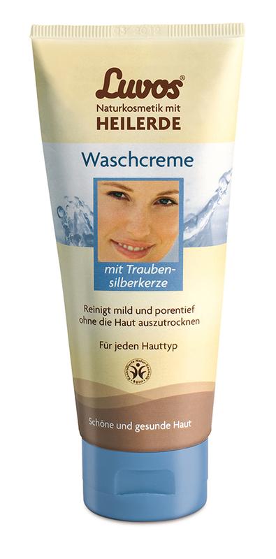 Luvos Wascreme 100ml for bath and shower, creamy skin care product with soothing ingredients in a white tube.