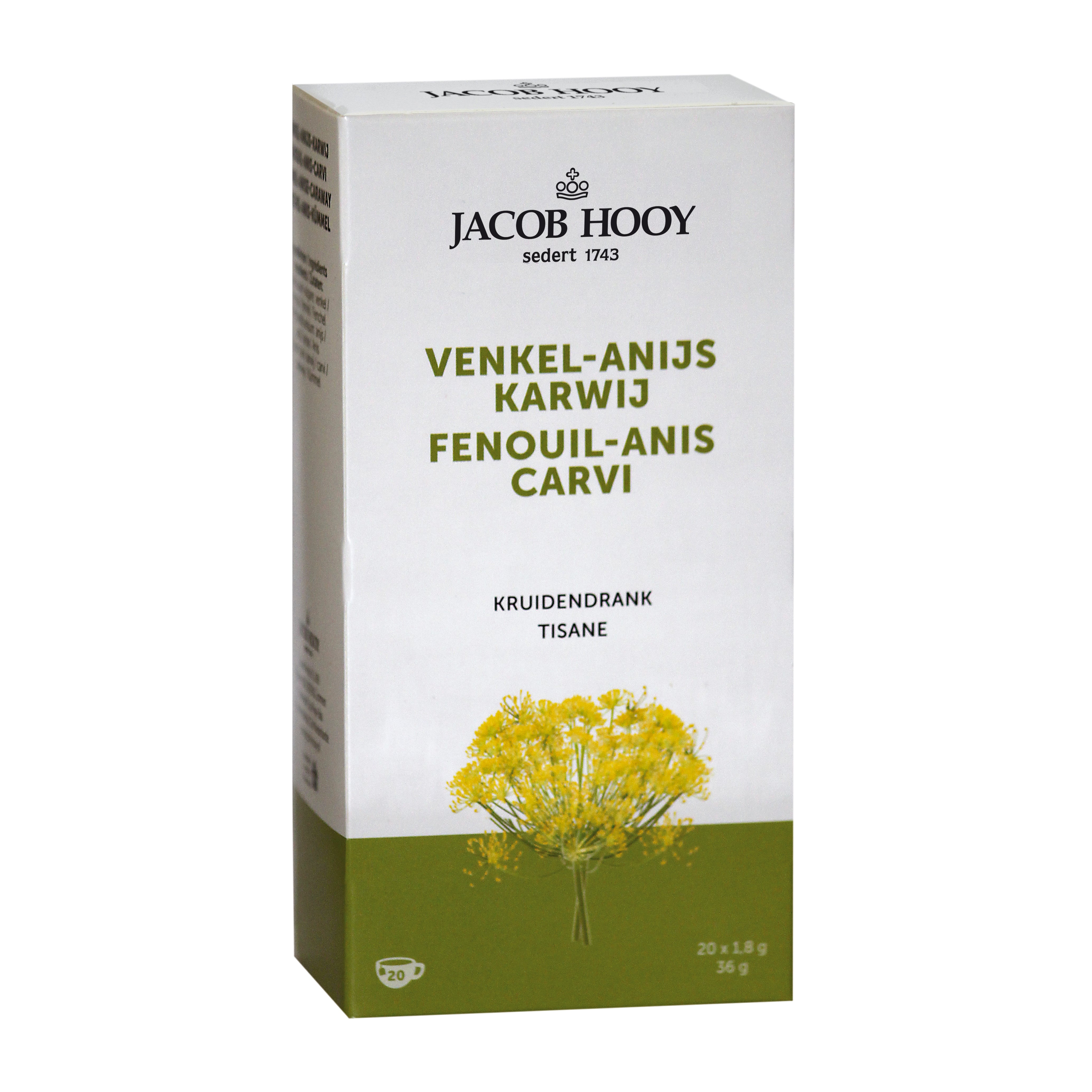 Jacob Hooy Venkel/anijs/karwij thee gold 20.00 Zakjes