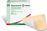 Suprasorb P adhesive foam dressing 7.5x7.5cm for wound care, shown in the image.