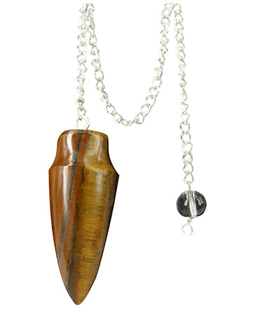 Ruben Robijn tiger's eye pendant hanger with a teardrop shape, showcasing the polished gemstone on a silver chain.