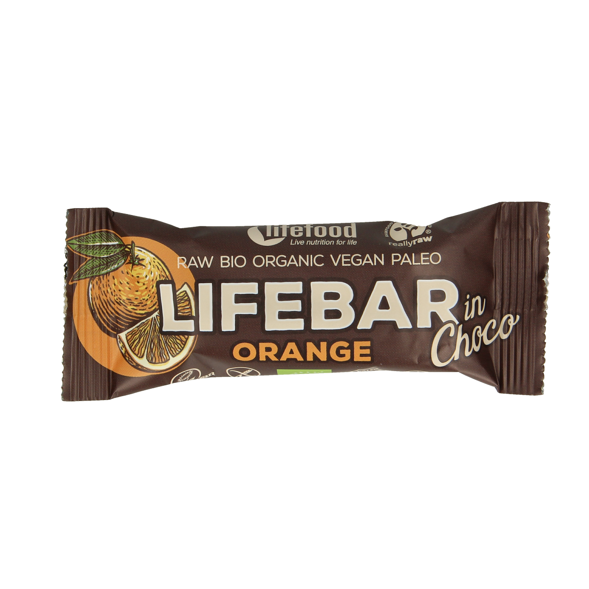 Lifefood Lifebar inchoco sinaasappel bio raw 40.00 Gram