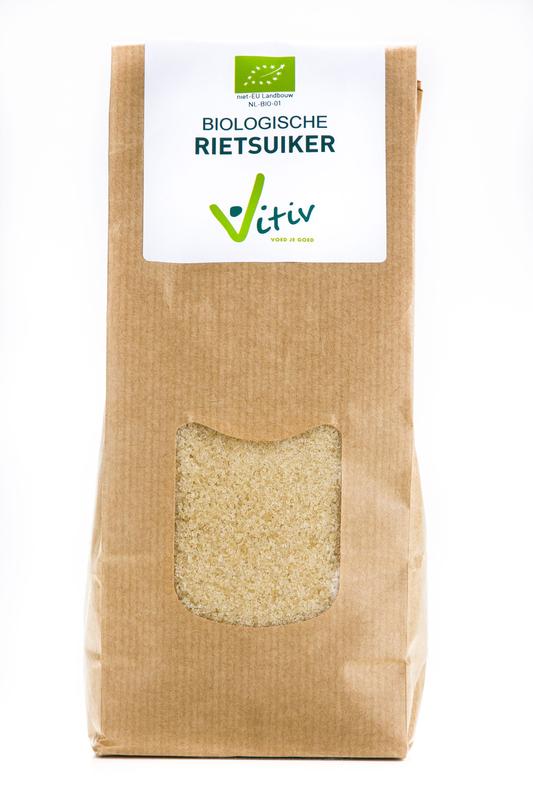 Vitiv Rietsuiker bio in 1 kg pack, natural organic cane sugar from Suikers en Zoetstoffen category, shown in the image.