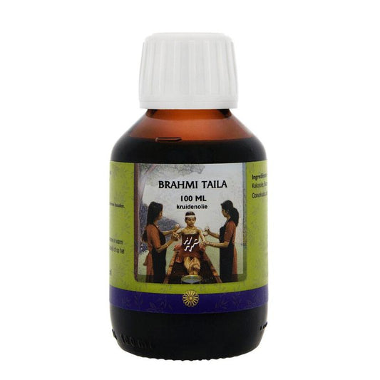 Holisan Brahmi taila 100ml bottle, natural body care oil with Brahmi for skincare and relaxation.
