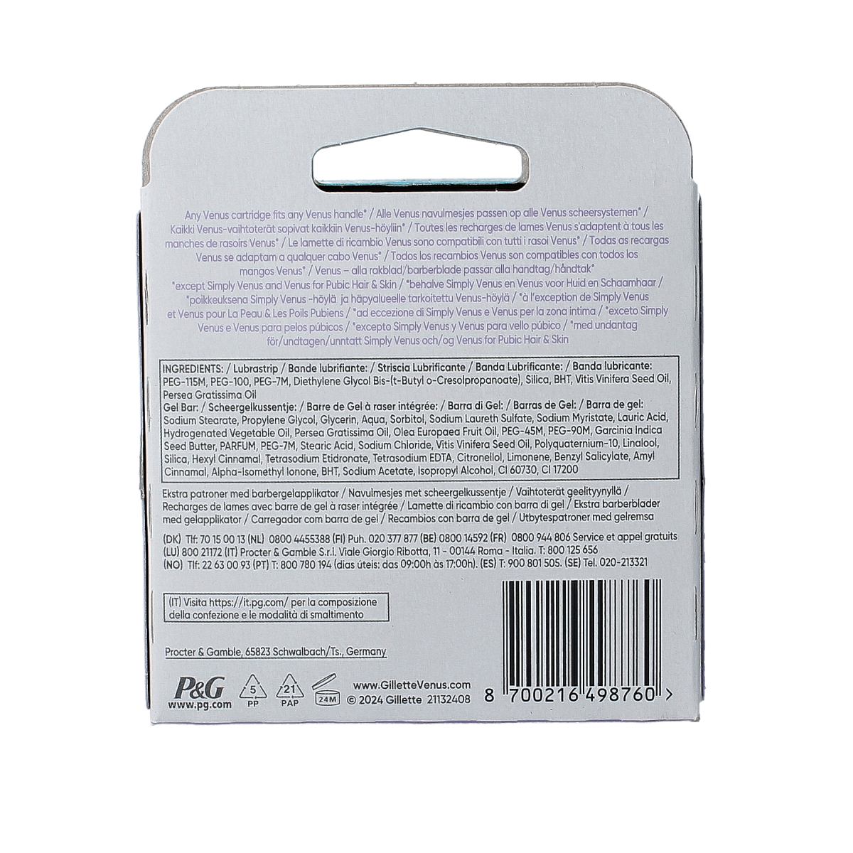 Gillette Venus ComfortGlide Breeze razor blades, 8-pack, designed for smooth shaving and comfortable skin.