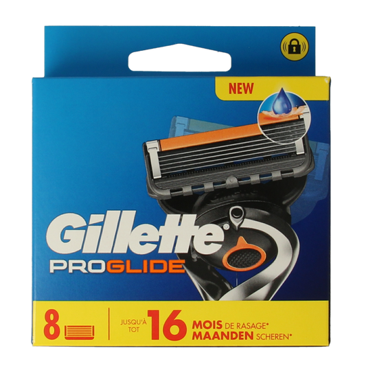 Gillette Proglide manual razor blades pack with 8 blades, designed for smooth shaving and precision grooming.
