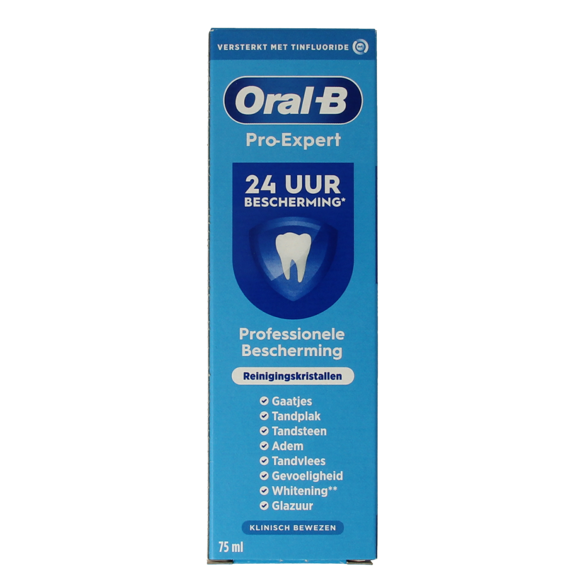 Oral B Pro-Expert professional protection toothpaste tube, 75ml, showing the packaging and brand logo.