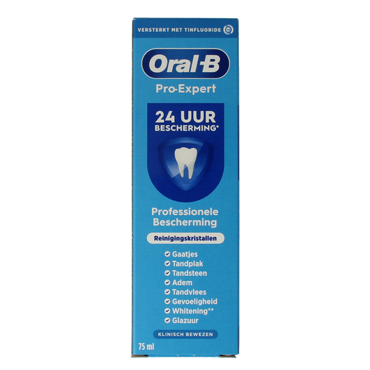 Oral B Pro-Expert professional protection toothpaste tube, 75ml, showing the packaging and brand logo.
