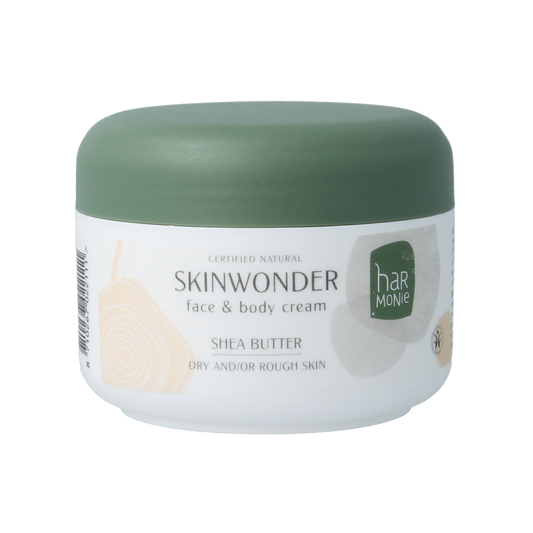 Harmonie Skinwonder face and body cream in 110ml jar, nourishing skincare product for smooth, hydrated skin.