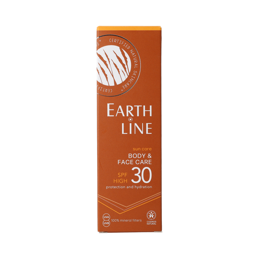 Earth Line Sun Body & Face Care SPF30 BIO sunscreen tube, 100ml, natural sun protection for skin.