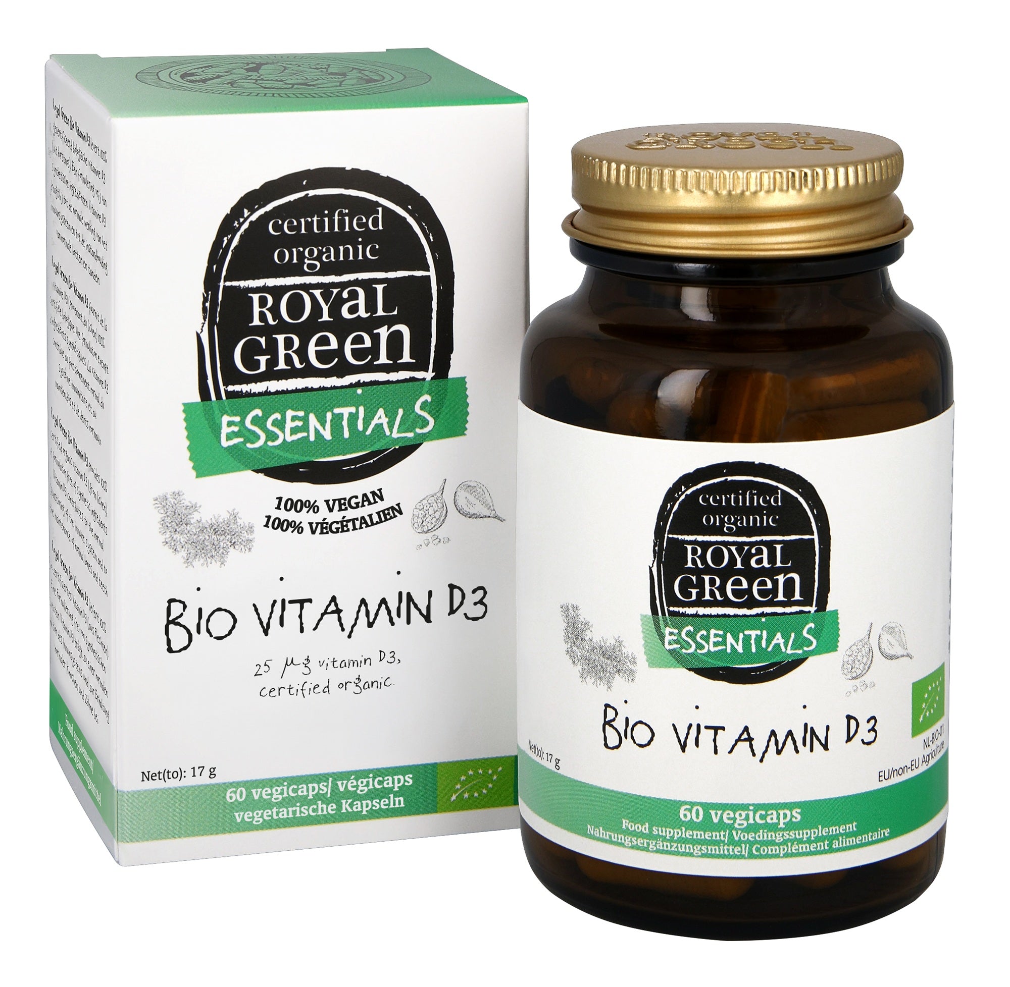 Royal Green Vitamine D3 bio 60.00 Vegetarische capsules