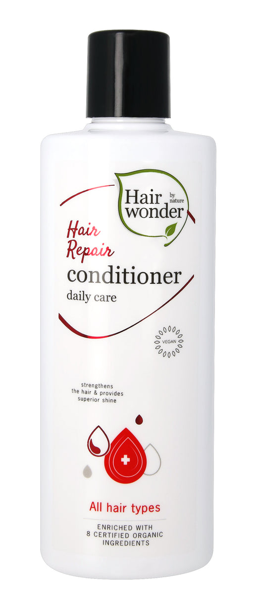 Hairwonder hair repair conditioner 200ml bottle with label, designed for nourishing and restoring damaged hair.
