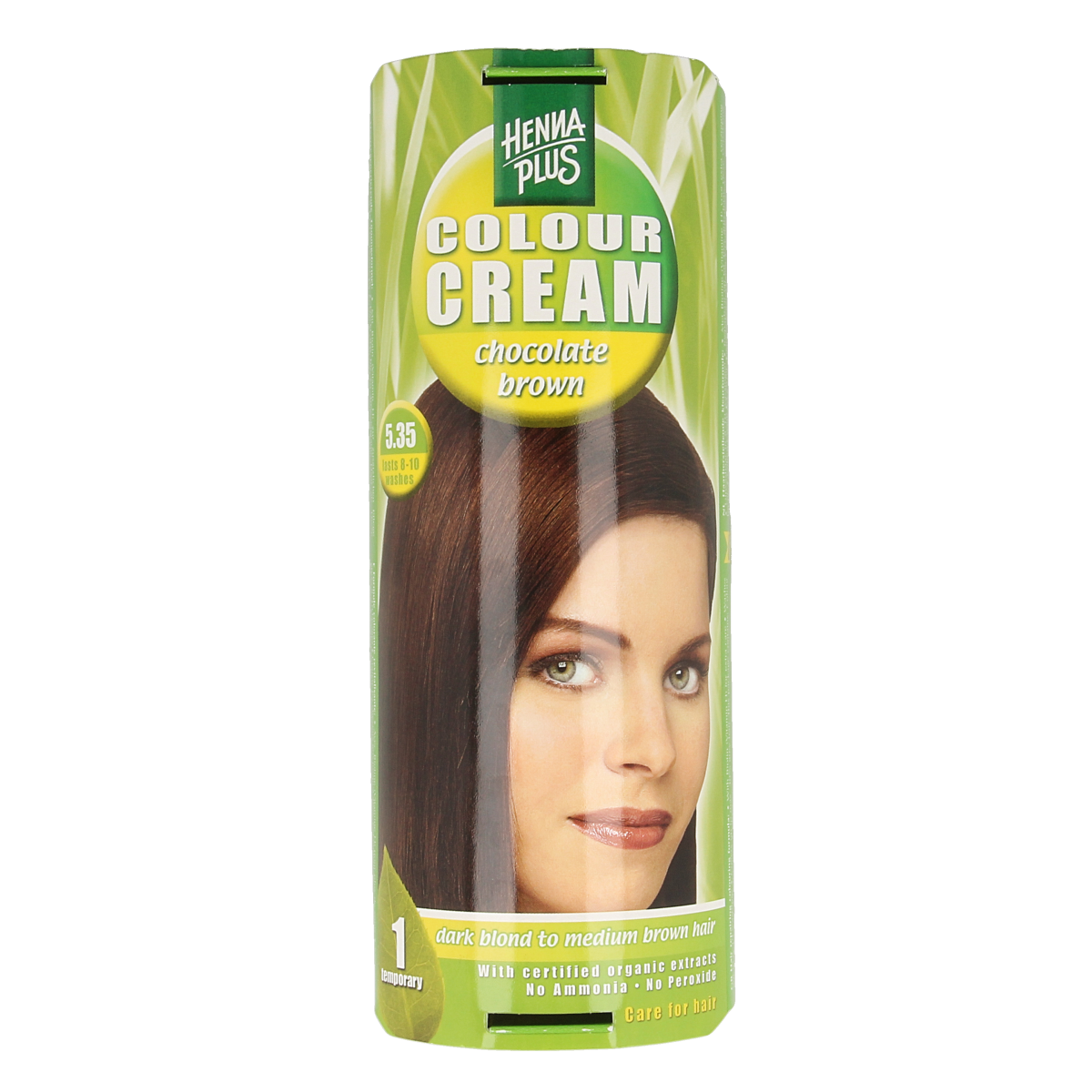 Henna Plus Colour Cream 5.35 chocolate brown hair dye in 60ml tube, ready for hair coloring application