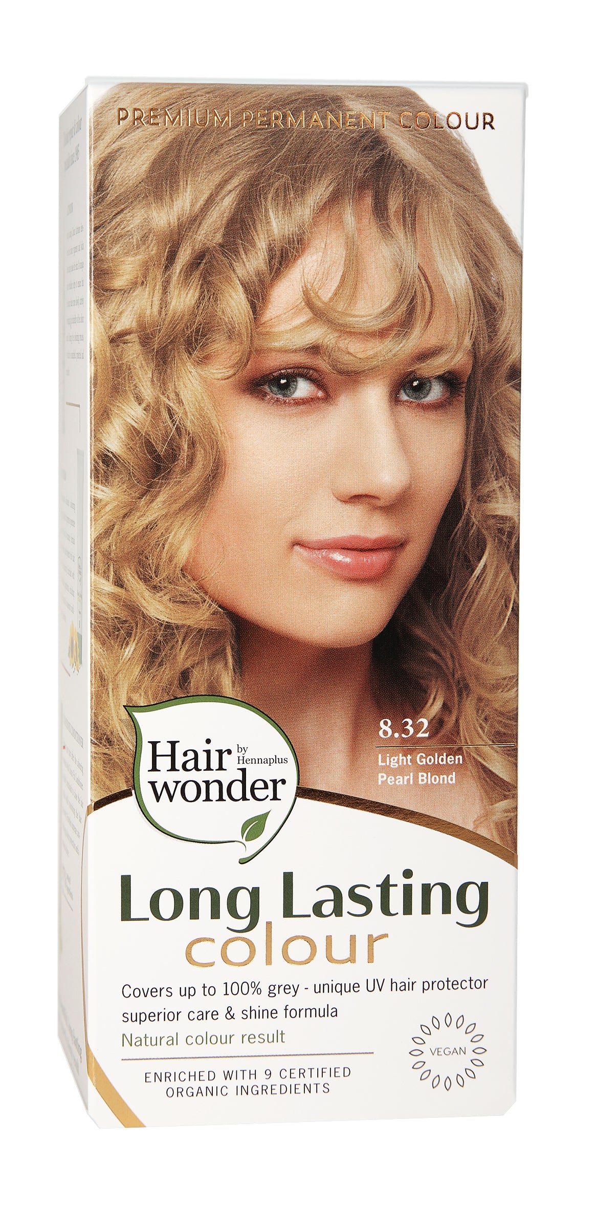 Hairwonder long-lasting colour light golden peach blond hair dye 8.32 100ml bottle with applicator