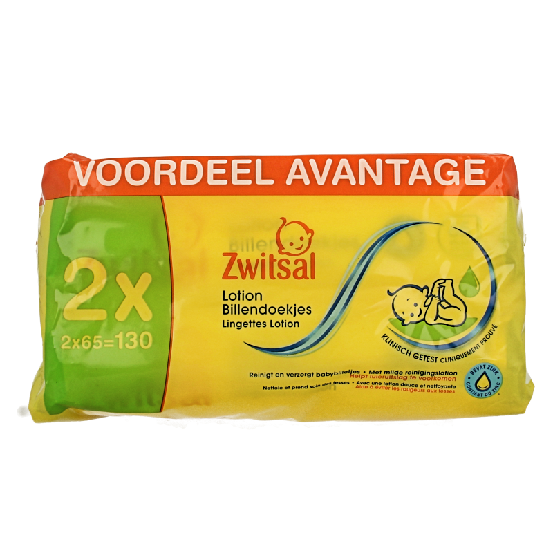 Zwitsal Billendoekjes met lotion 65 stuks 2 Stuks