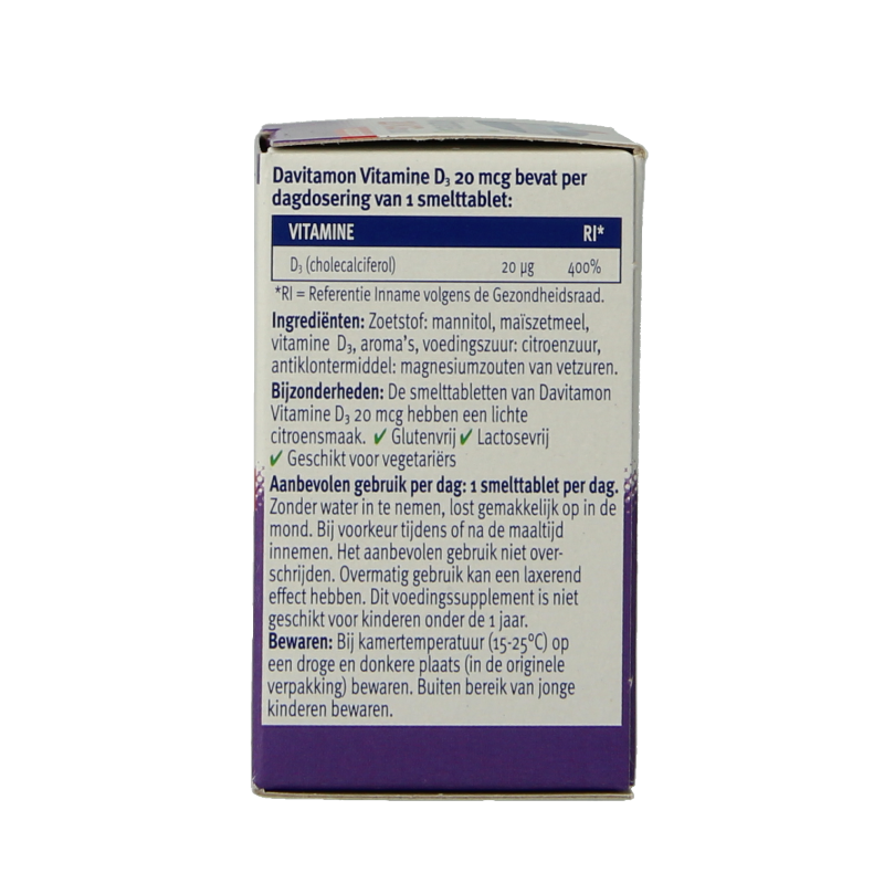 Davitamon Vitamine D3 forte smelttablet 75 Tabletten