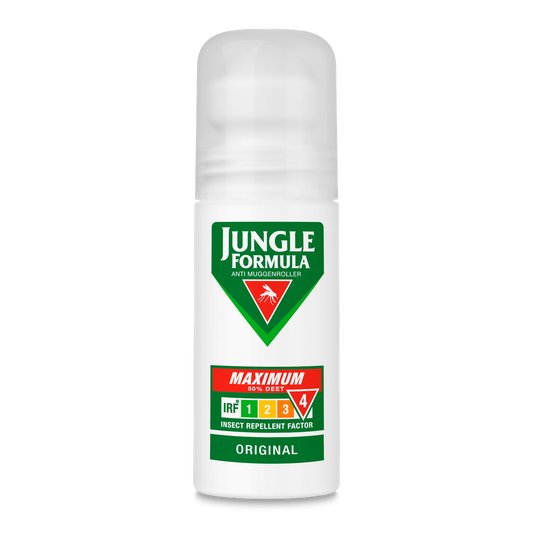 Jungle Formula Maximum roll-on insect repellent for bites and stings, 50ml bottle with easy-to-apply rollerball.