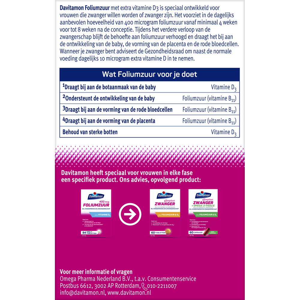 Davitamon Foliumzuur vitamine D  84.00 Tabletten