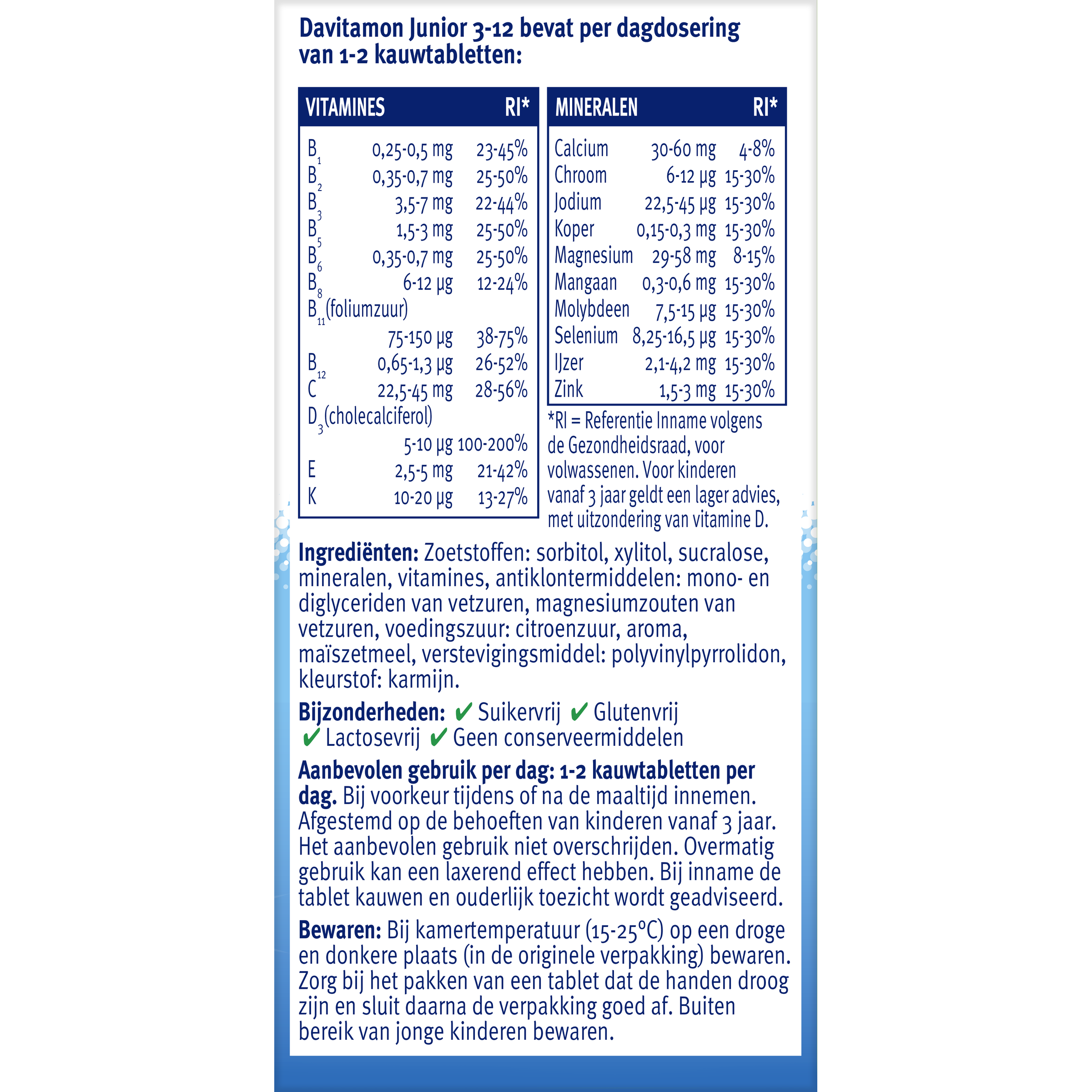 Davitamon Junior 3+ framboos 60.00 Kauwtabletten