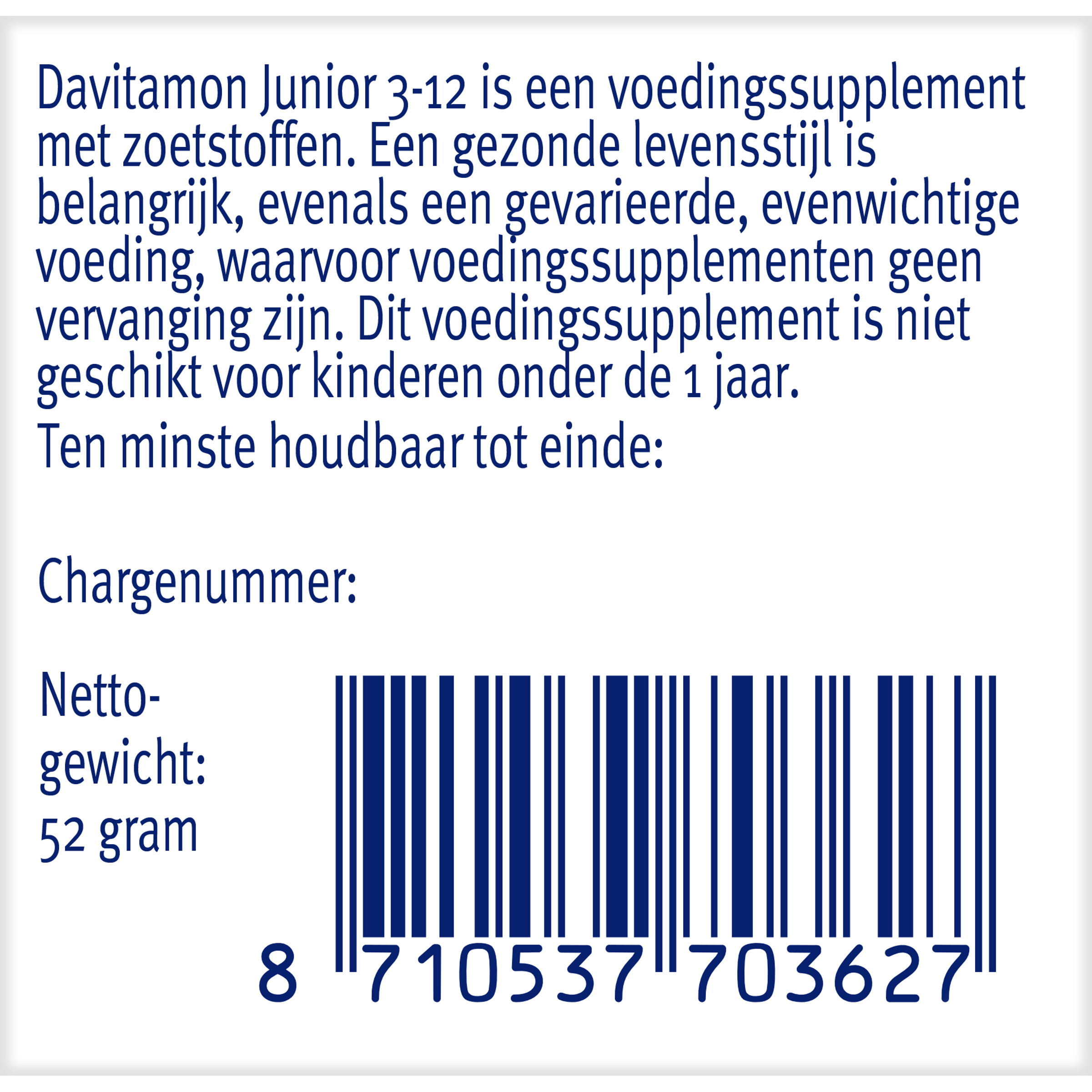 Davitamon Junior 3+ framboos 60.00 Kauwtabletten