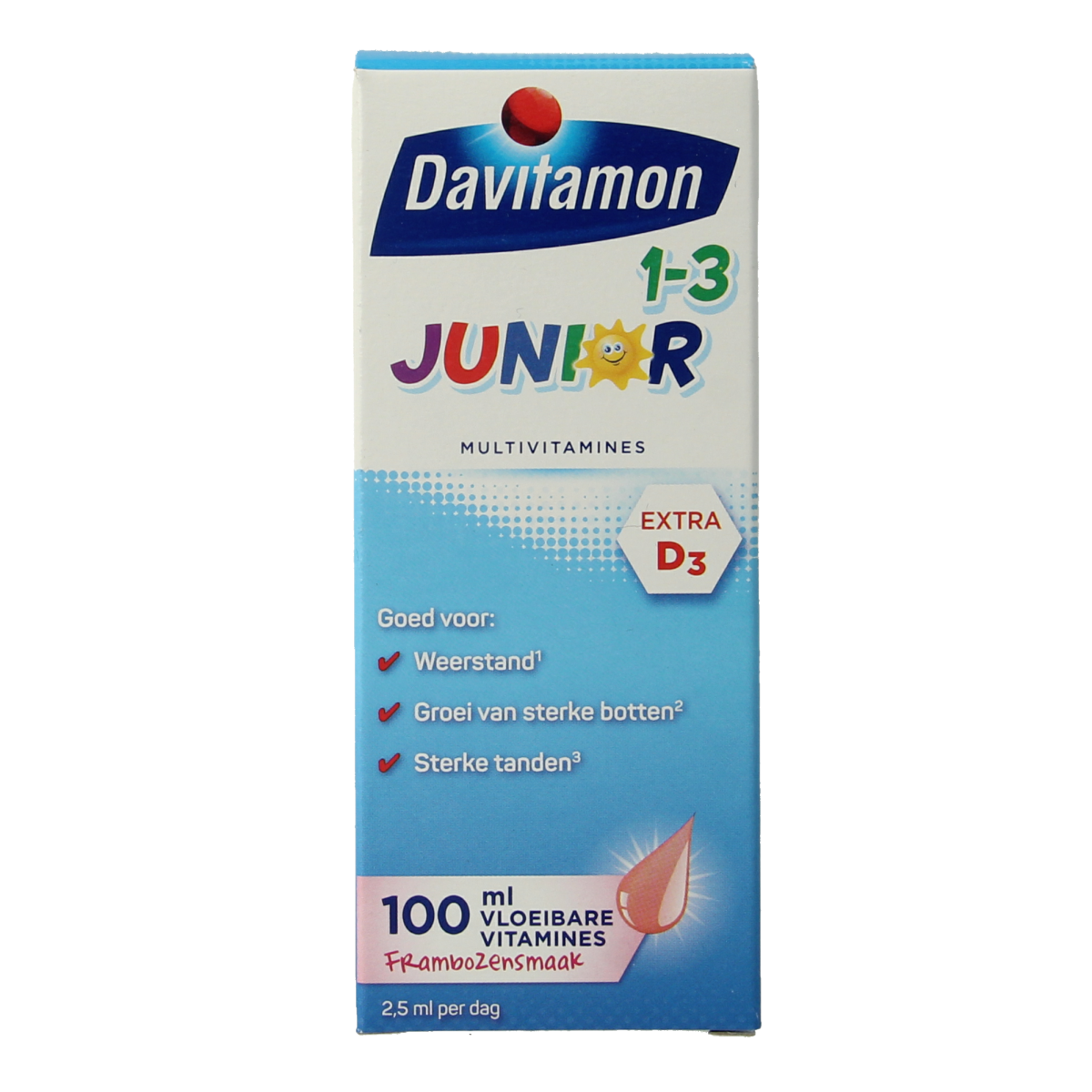 Davitamon Junior 1+ vloeibare vitamines framboos 100.00 Milliliter