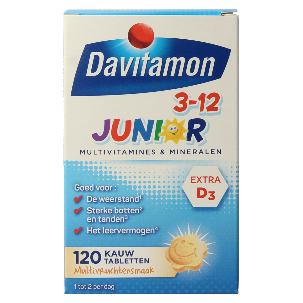 Davitamon Junior 3-12 multifruit 120.00 Kauwtabletten