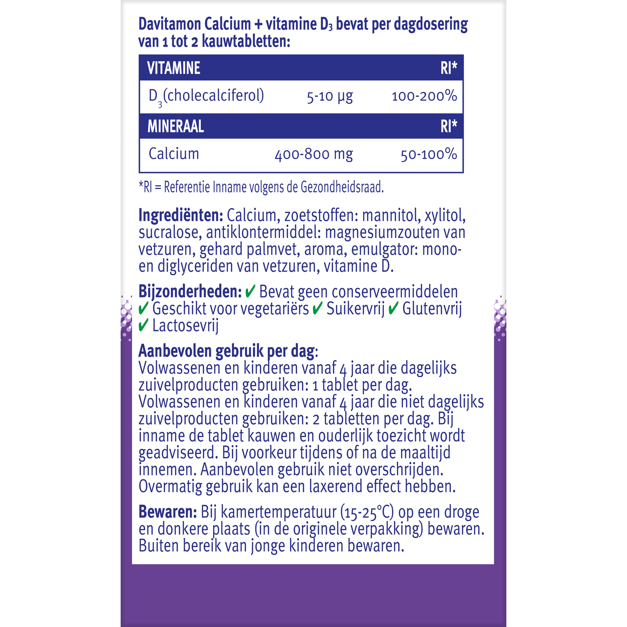 Davitamon Calcium & D3 mint 60.00 Kauwtabletten