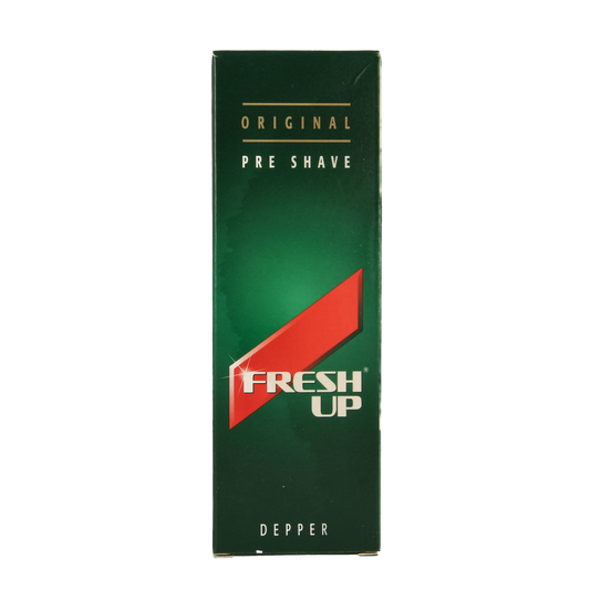 Fresh Up Original pre-shave depper bottle, 100ml, for shaving and hair removal, with a clear label and pump dispenser.